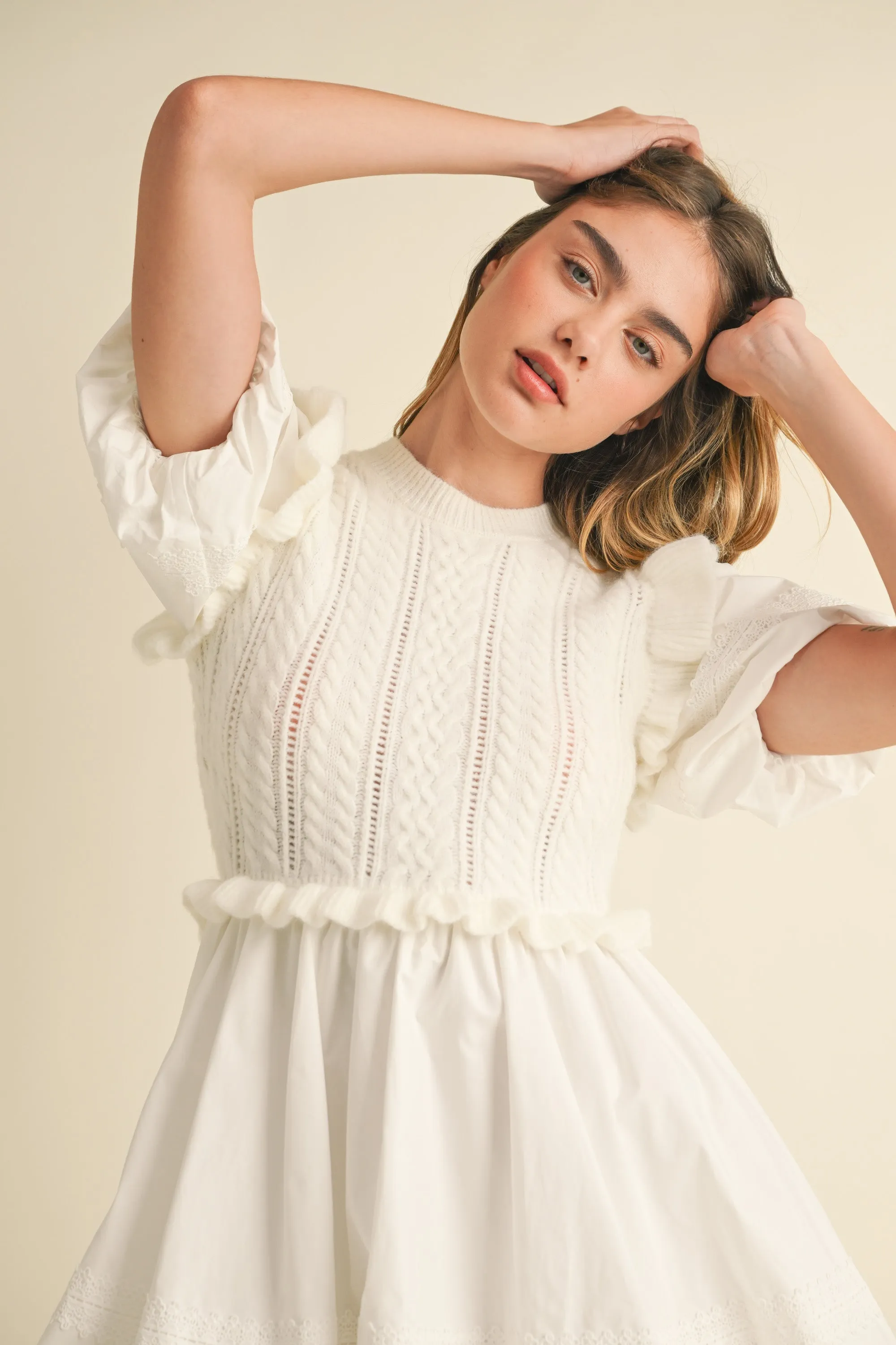 ARIANA SWEATER TOP AND BUBBLE SKIRT MINI DRESS