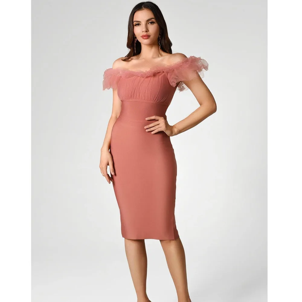 Bodycon Lace Bandage Vestido Sexy Off Shoulder Club Women Party Dress