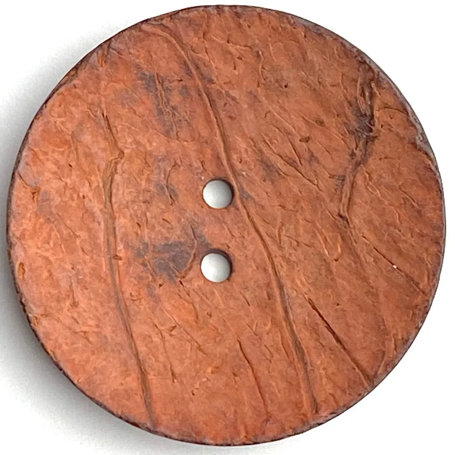 Brick/Rust Extra Large Natural Coconut Button "Rustica"  2-1/4" Scooped