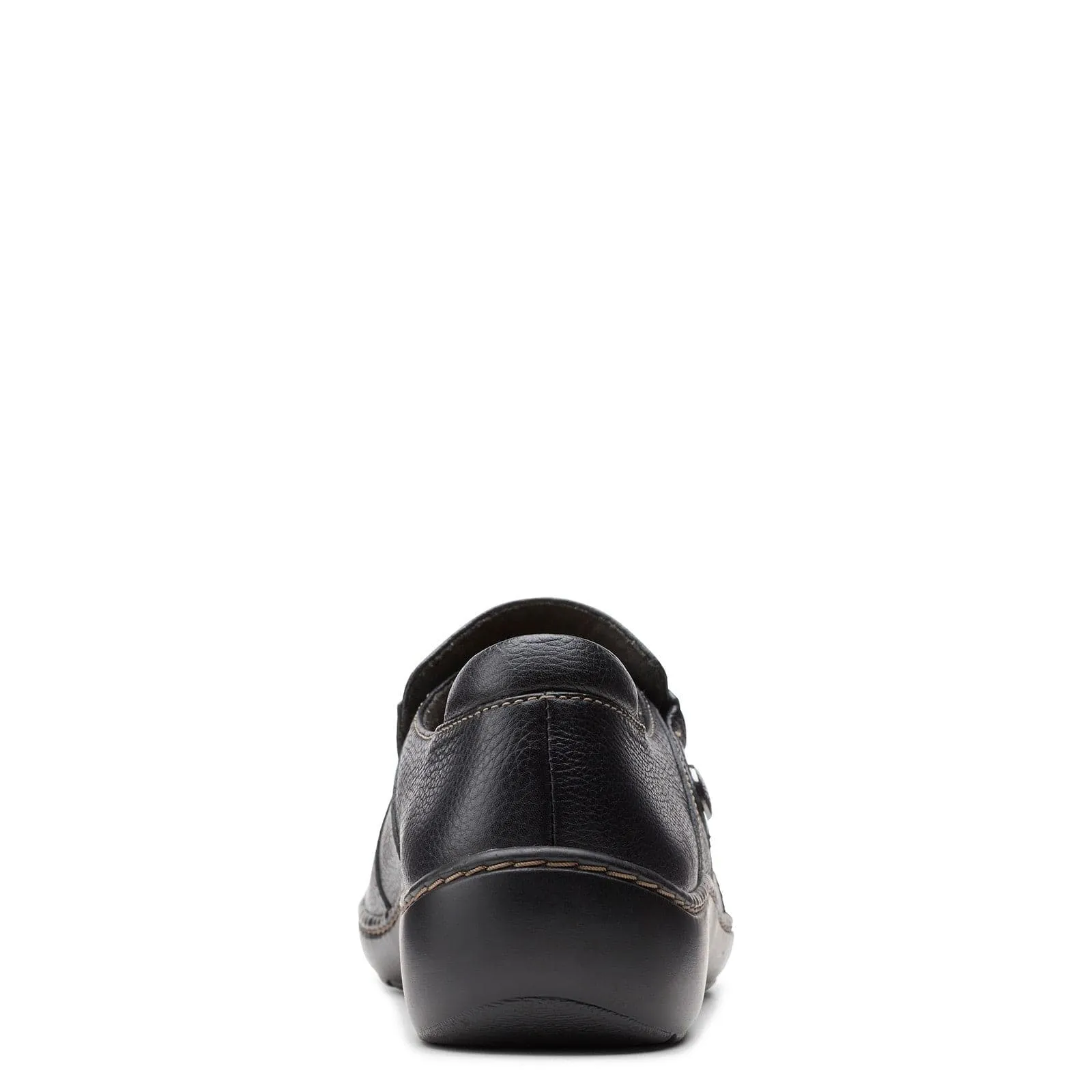 Clarks Women's Cora Poppy Slip Ons- Black Leather