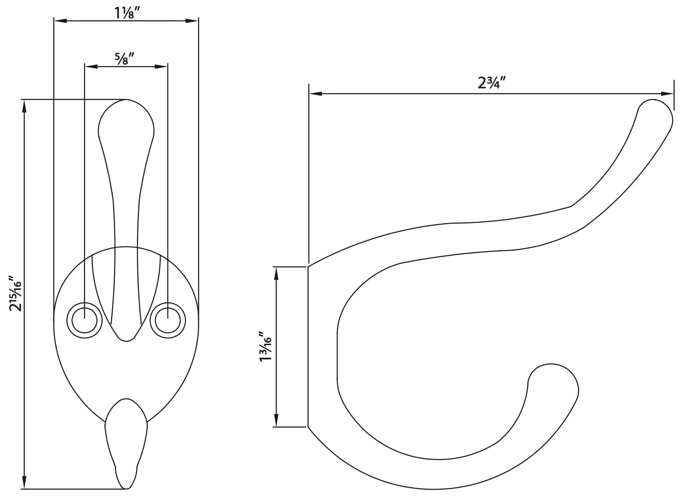 Designers Impressions Oil Rubbed Bronze Heavy Duty Coat & Hat Hook: 57486