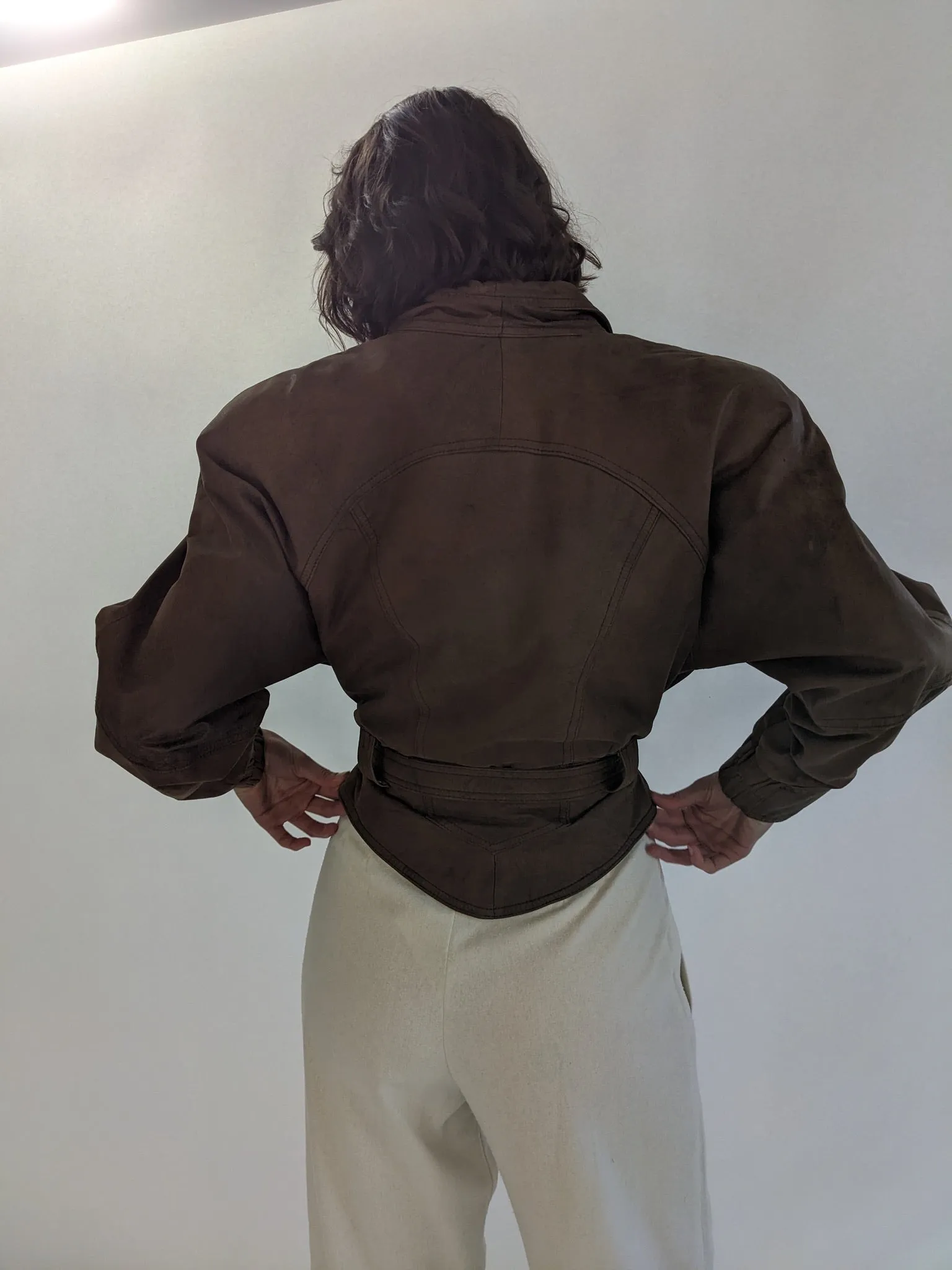 Favorite Vintage Cropped Tie Leather Jacket