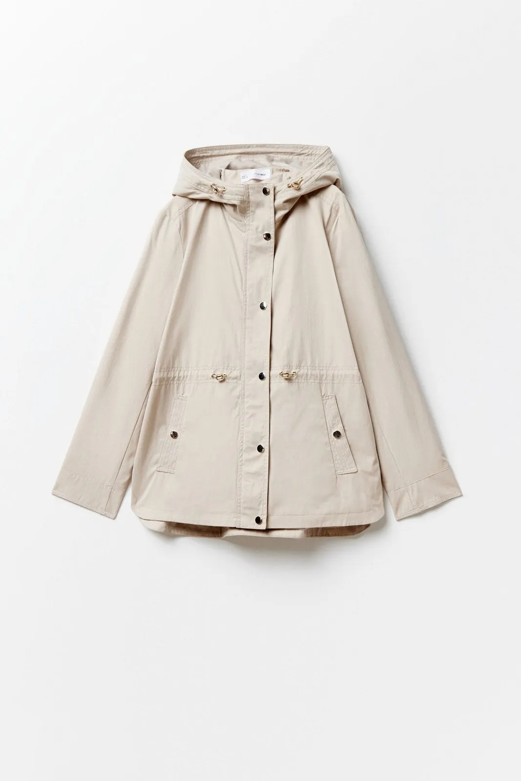 Hooded Parka W Snitched Waist - Grey