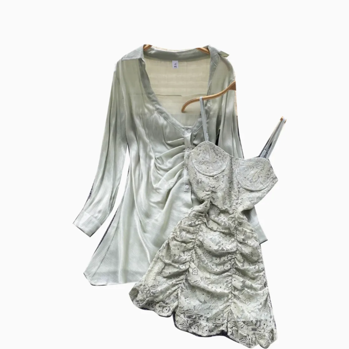 Irregular Design Gown&Slip Dress 2Pcs