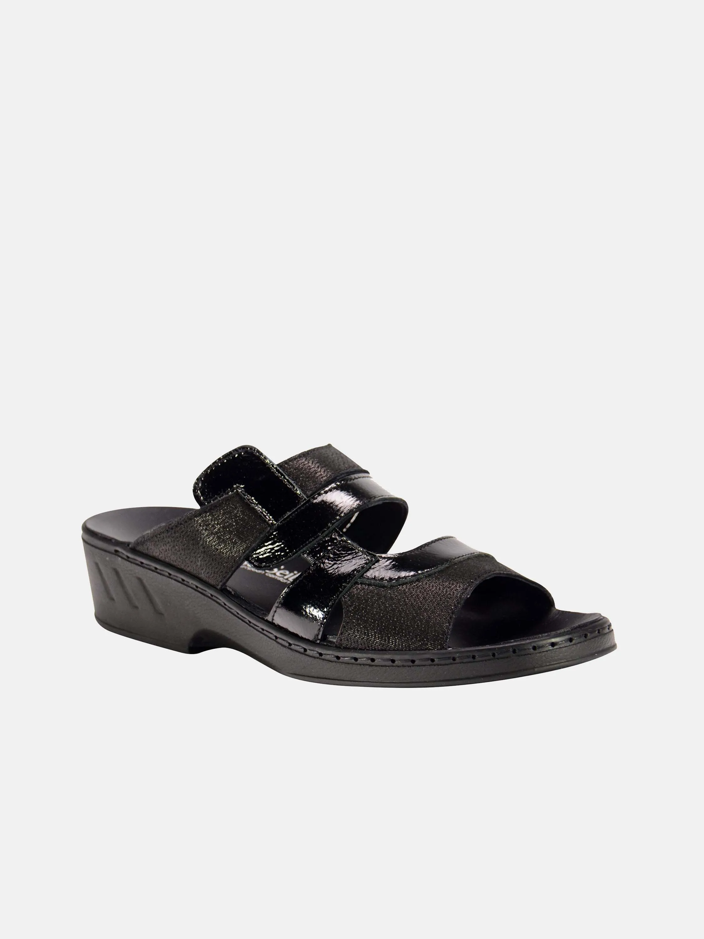 Josef Seibel Women's Patent Strap Slider Leather Sandals