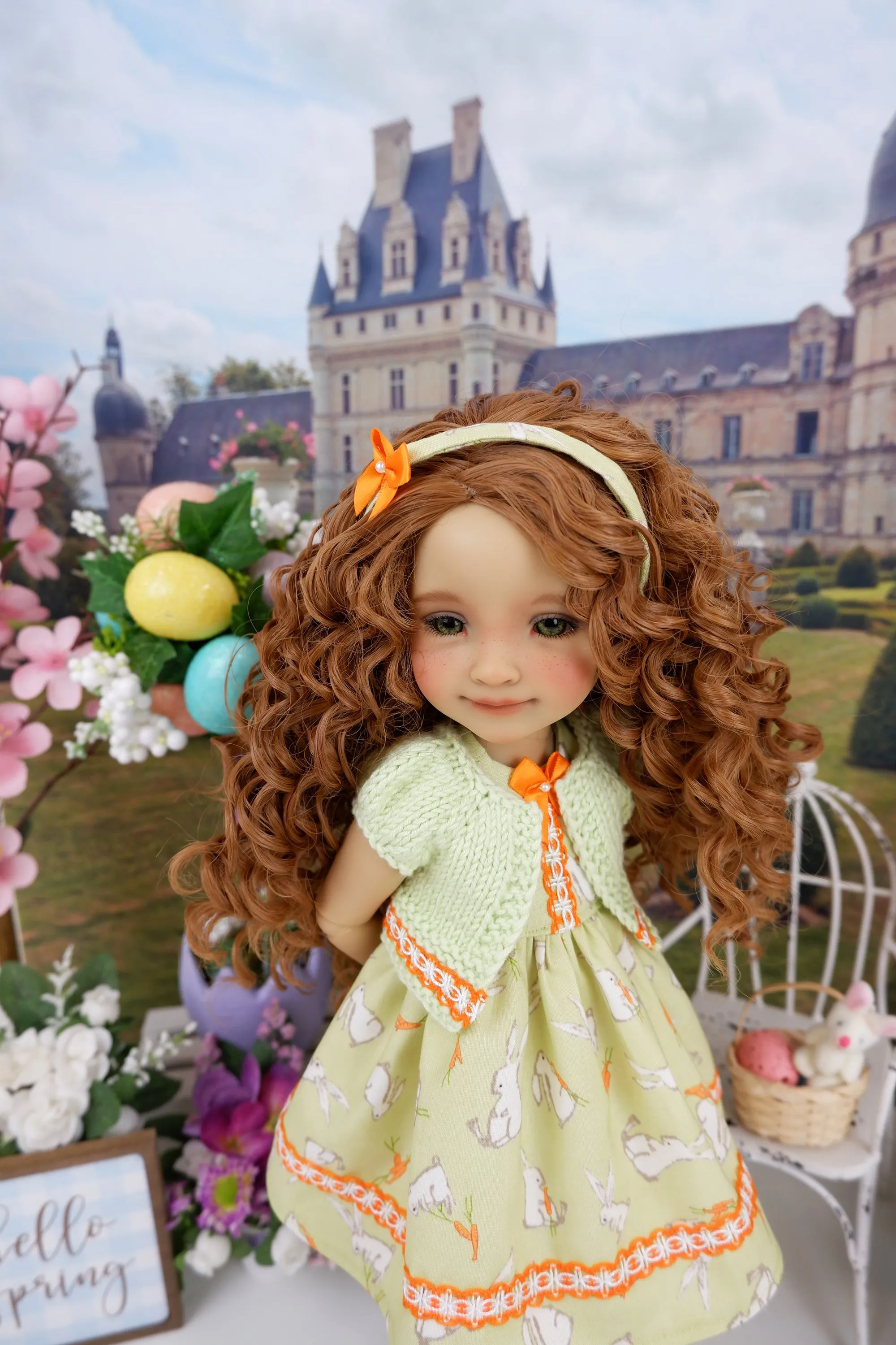 Little Garden Bunny - dress and sweater with shoes for Ruby Red Fashion Friends doll