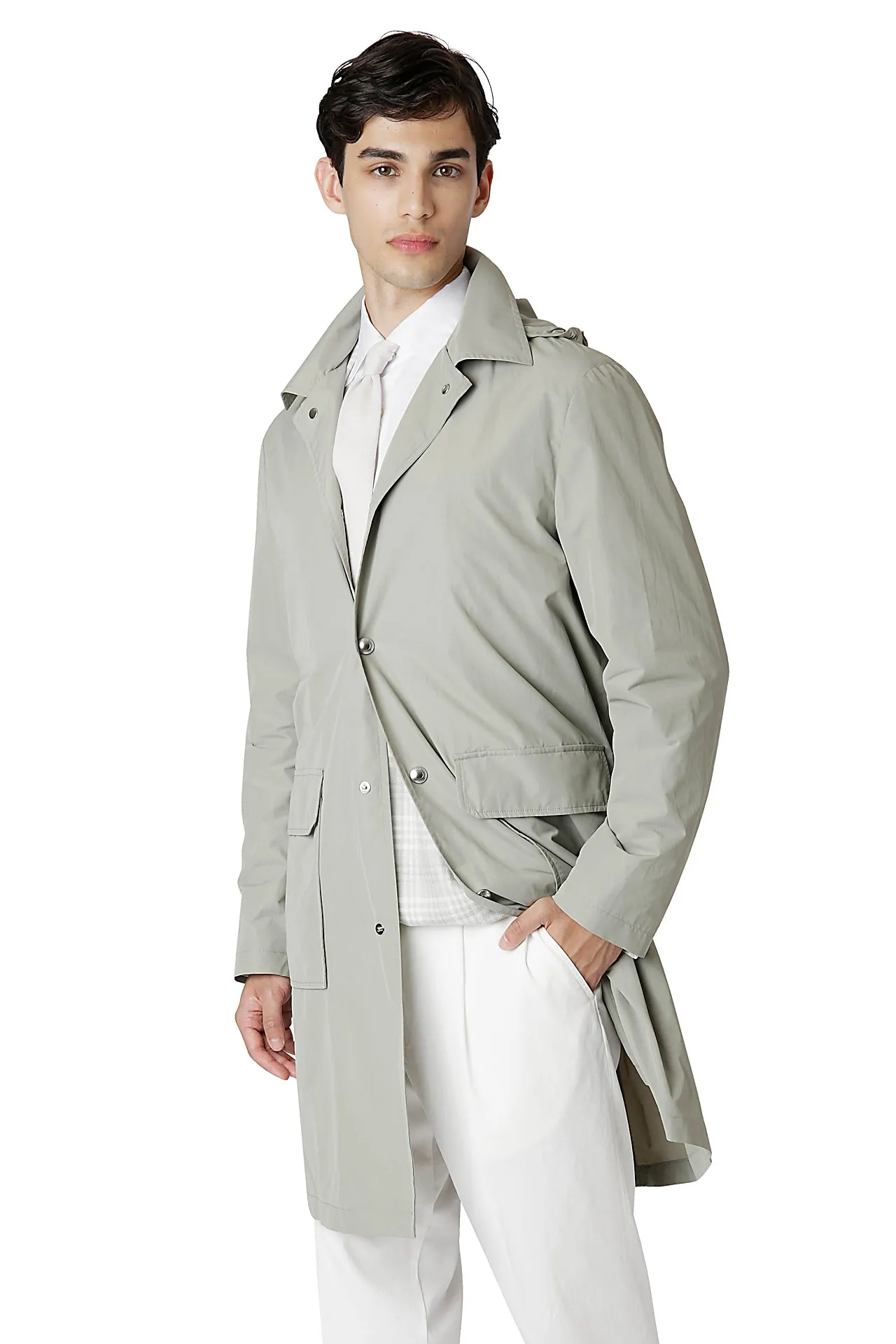 TRENCH COAT WITH DETACHABLE HOOD
