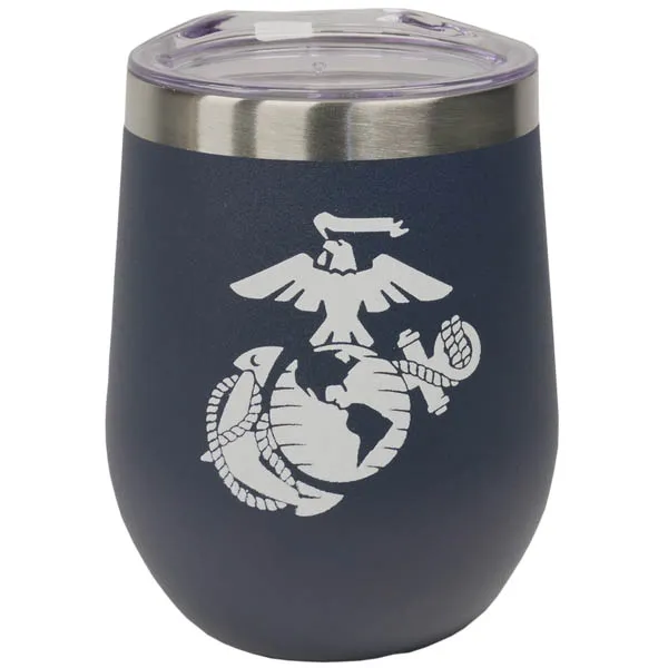 U.S. Marine EGA on 11 oz. BLUE Stainless Steel Tumber
